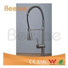 China Sanitary Ware Pull-Down Spray Cold and Hot Water Brushed Nickle Spring Kitchen Faucet